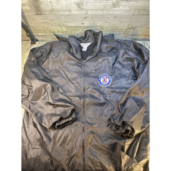 TRU Athletics Cruz Azul Mexico Windbreaker Jacket XXL Fleece Lined Black VTG - Picture 1 of 5
